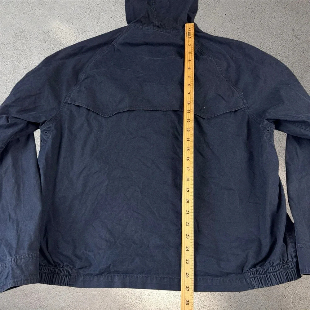 POLO RALPH LAUREN Navy Blue Poplin Full Zip Jacket XL Hooded Cotton Blend Smock